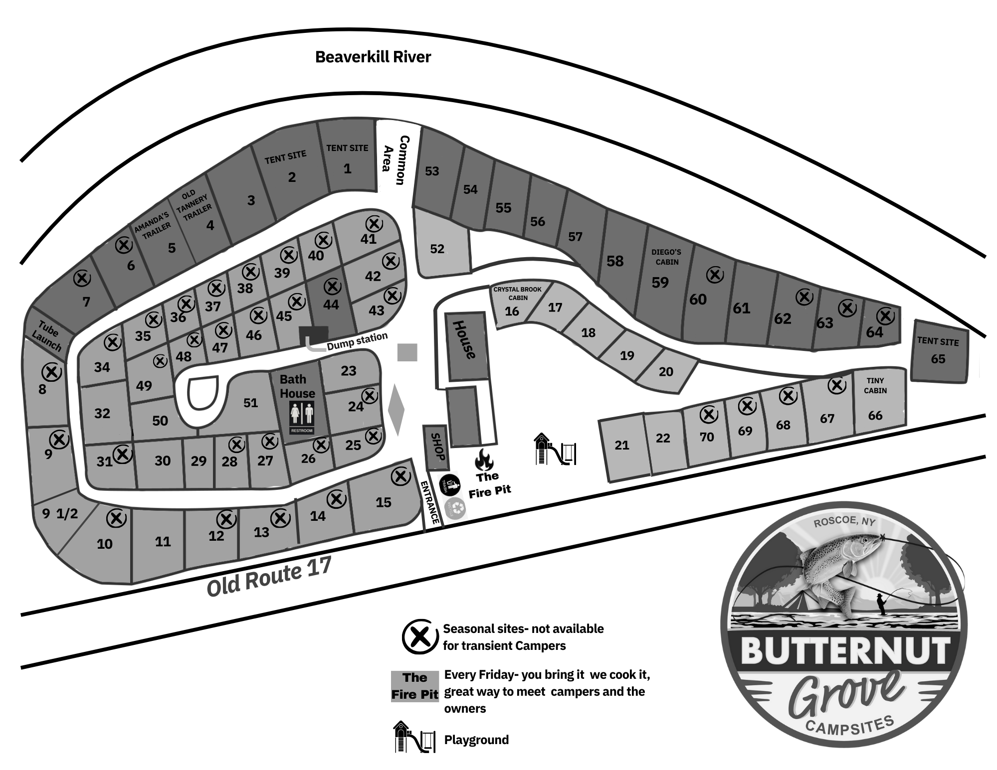 Butternut Grove Campsites Map